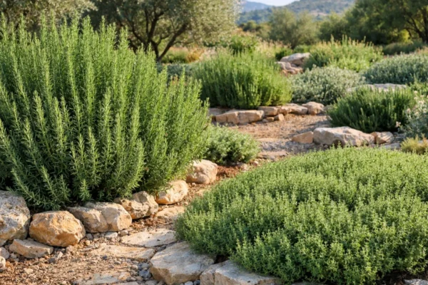 Uzgoj ružmarina i timijana u mediteranskom vrtu na otvorenom prostoru