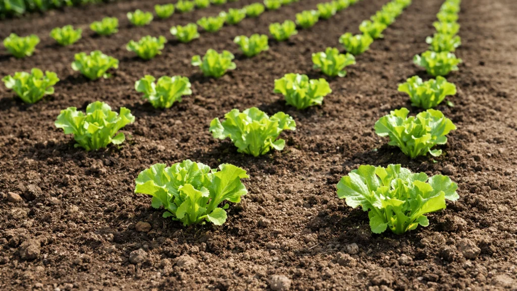 Sadnja presadnica salate u pravilnim razmacima