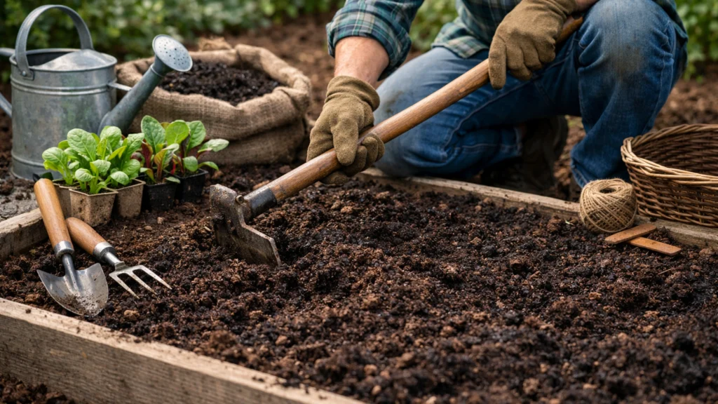 Priprema tla za uzgoj špinata i blitve s kompostom