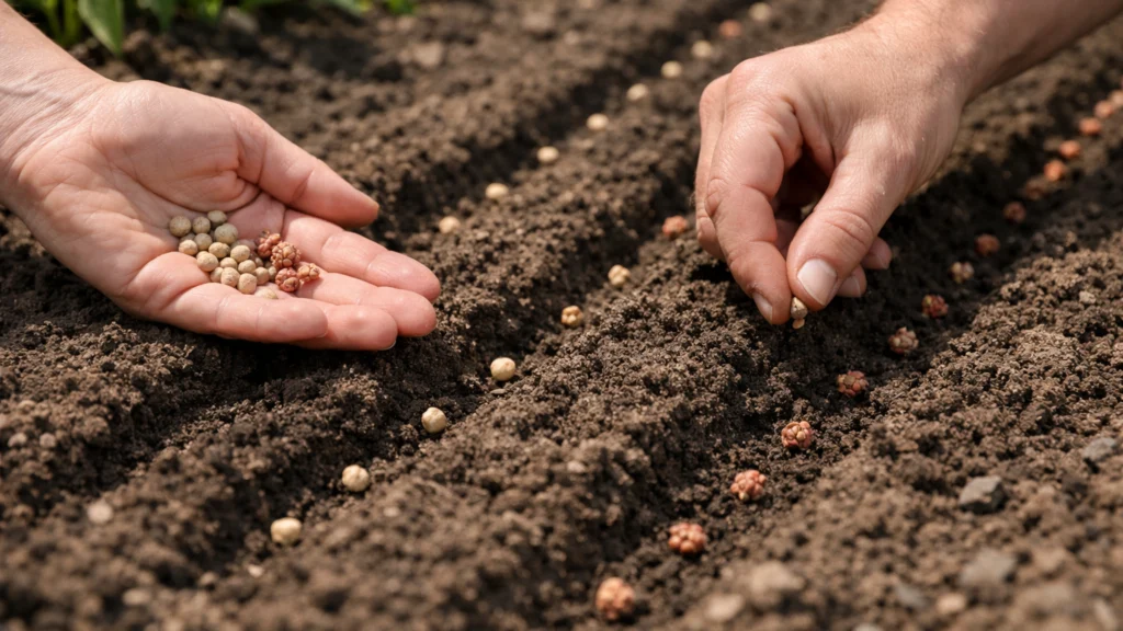 Sjetva špinata i blitve izravno u tlo u vrtu