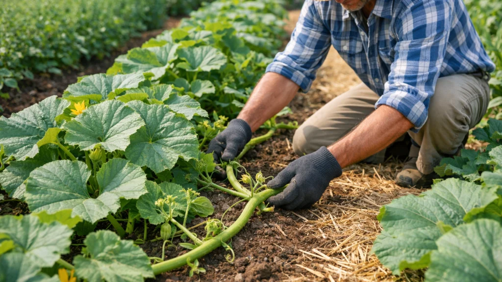 Usmjeravanje vriježa bundeva radi boljeg rasta i prinosa