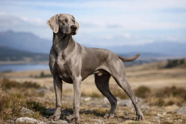 Weimaraner pas srebrnosive dlake u prirodi – elegantna i atletska pasmina