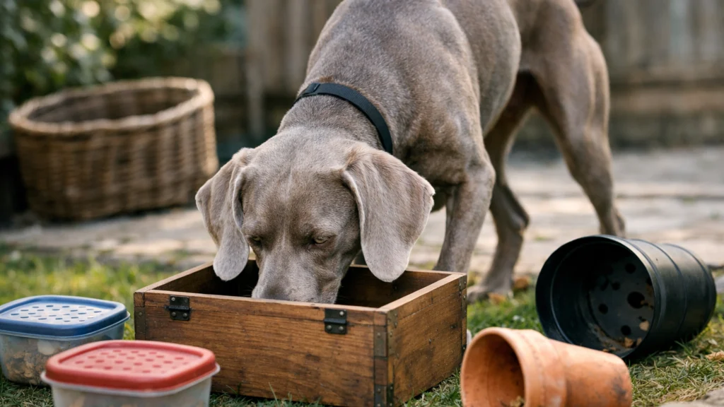 Weimaraner koristi njuh kroz mentalne igre i traženje poslastica