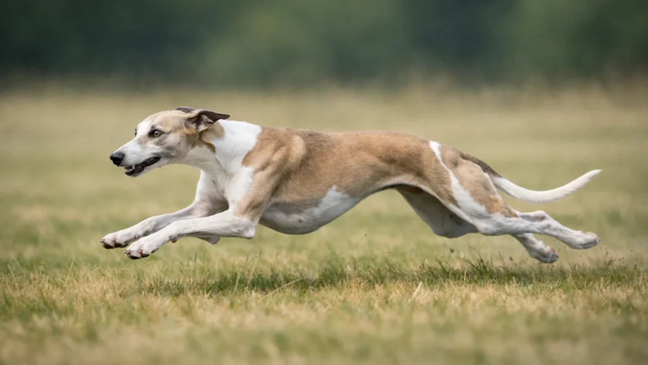 Whippet u punom trku na otvorenom polju – brz, elegantan i atletski pas