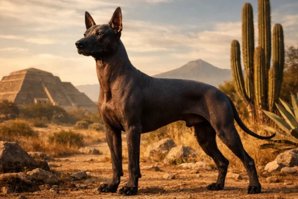 Xoloitzcuintli drevni meksički pas bez dlake u prirodnom okruženju