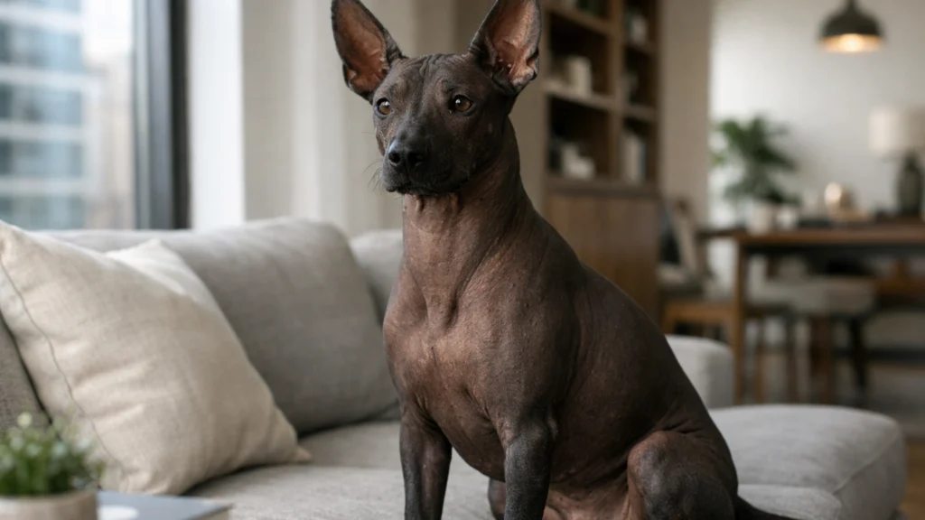 Xoloitzcuintli u stanu kao miran i uredan kućni ljubimac
