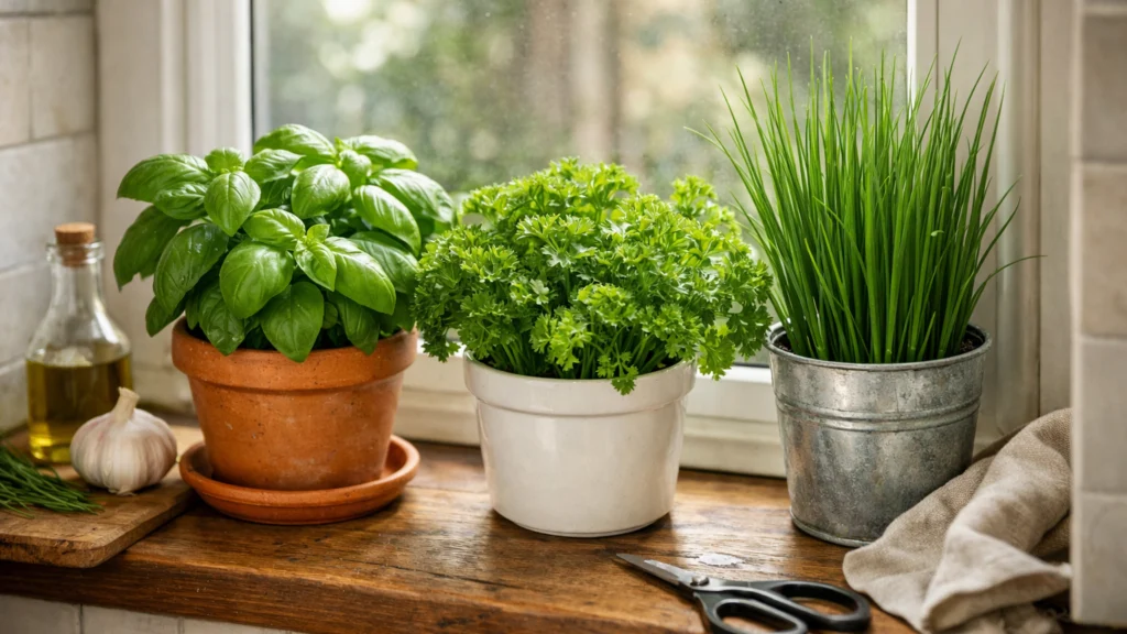 Začinsko bilje na kuhinjskoj prozorskoj dasci za početnike