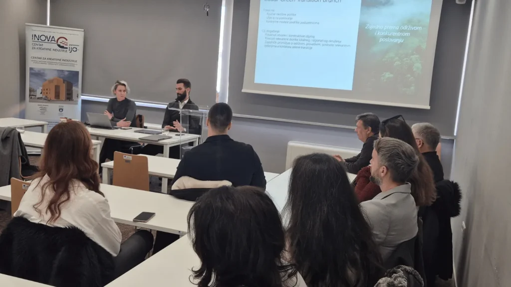 Sudionici Zadar Green Transition Bruncha raspravljaju o zelenoj tranziciji u Centru za kreativne industrije.