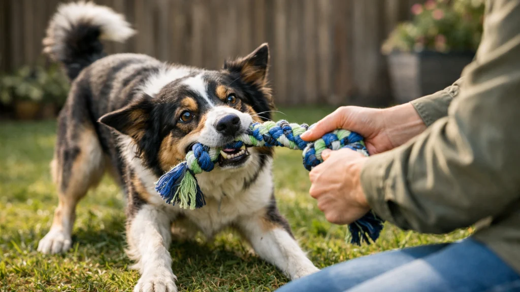 Povlačenje konopa kao primjer pravilne i korisne igre psa i vlasnika