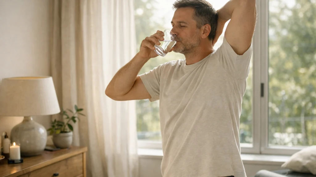 Zdrava jutarnja rutina uz čašu vode i lagano istezanje