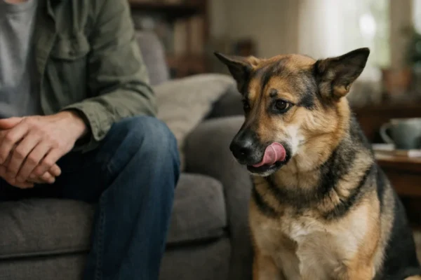 Pas pokazuje suptilne znakove stresa u kućnom okruženju pored vlasnika