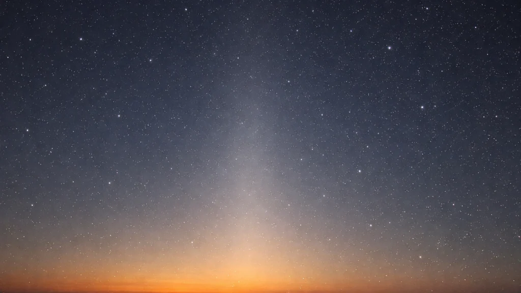 Postupno pojavljivanje zodijačke svjetlosti nakon zalaska Sunca