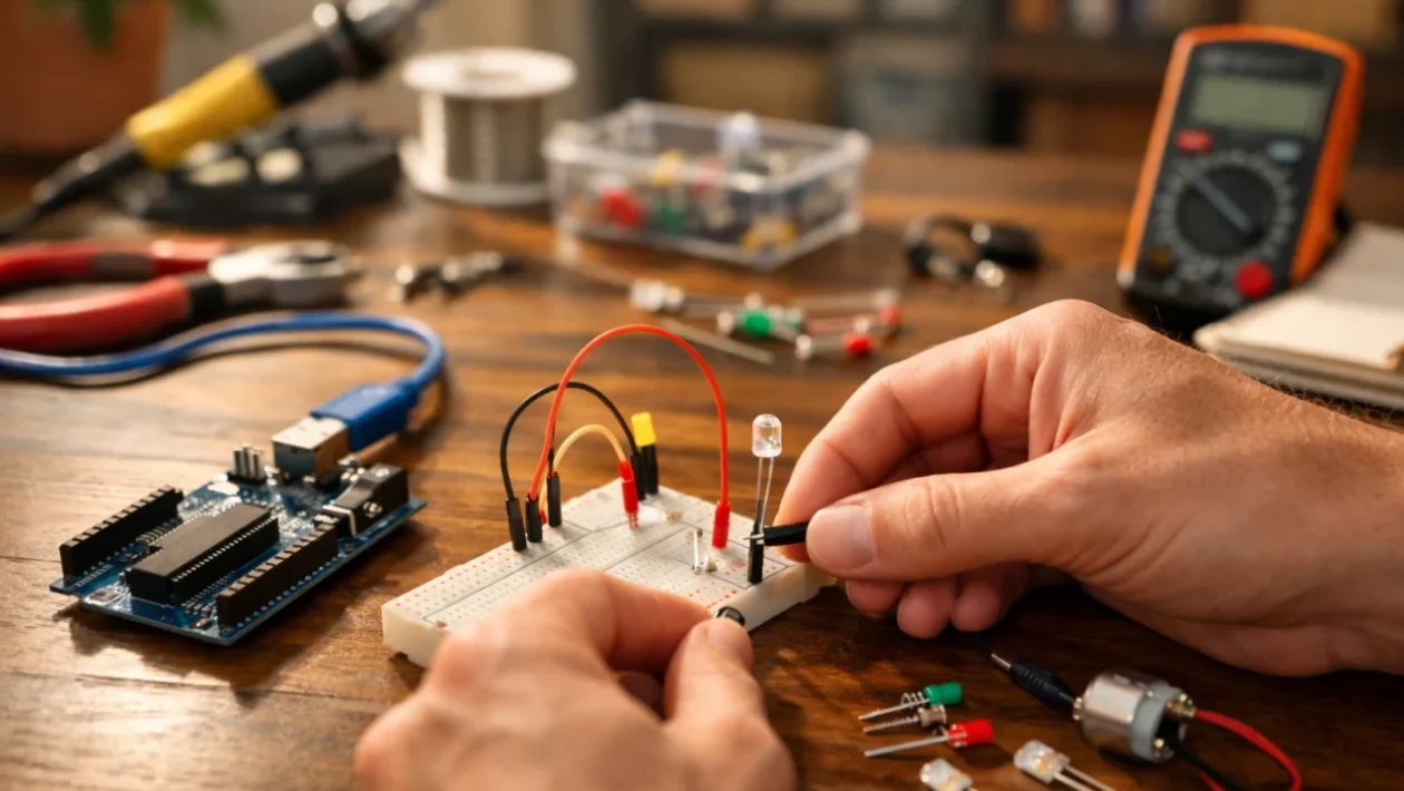 Arduino projekti za početnike na radnom stolu s osnovnim komponentama