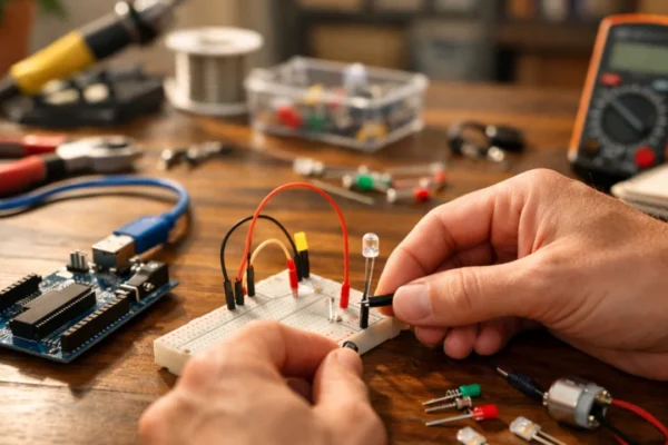 Arduino projekti za početnike na radnom stolu s osnovnim komponentama