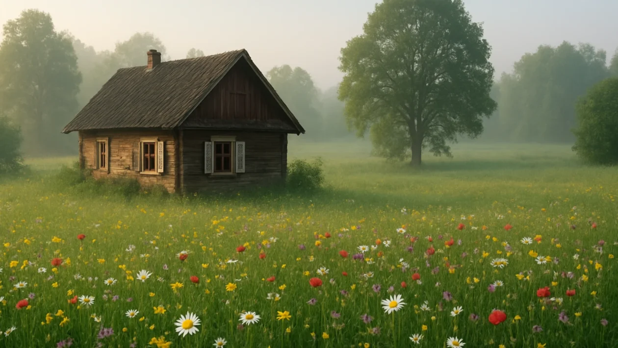 Cottagecore stil života u mirnom seoskom okruženju s kućicom u prirodi