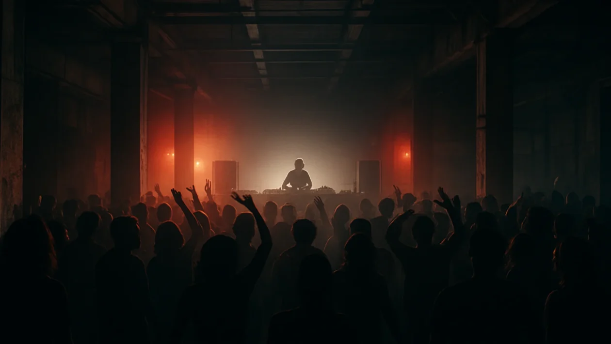 Drum and bass subkultura u urbanom noćnom klubu s publikom i DJ-em