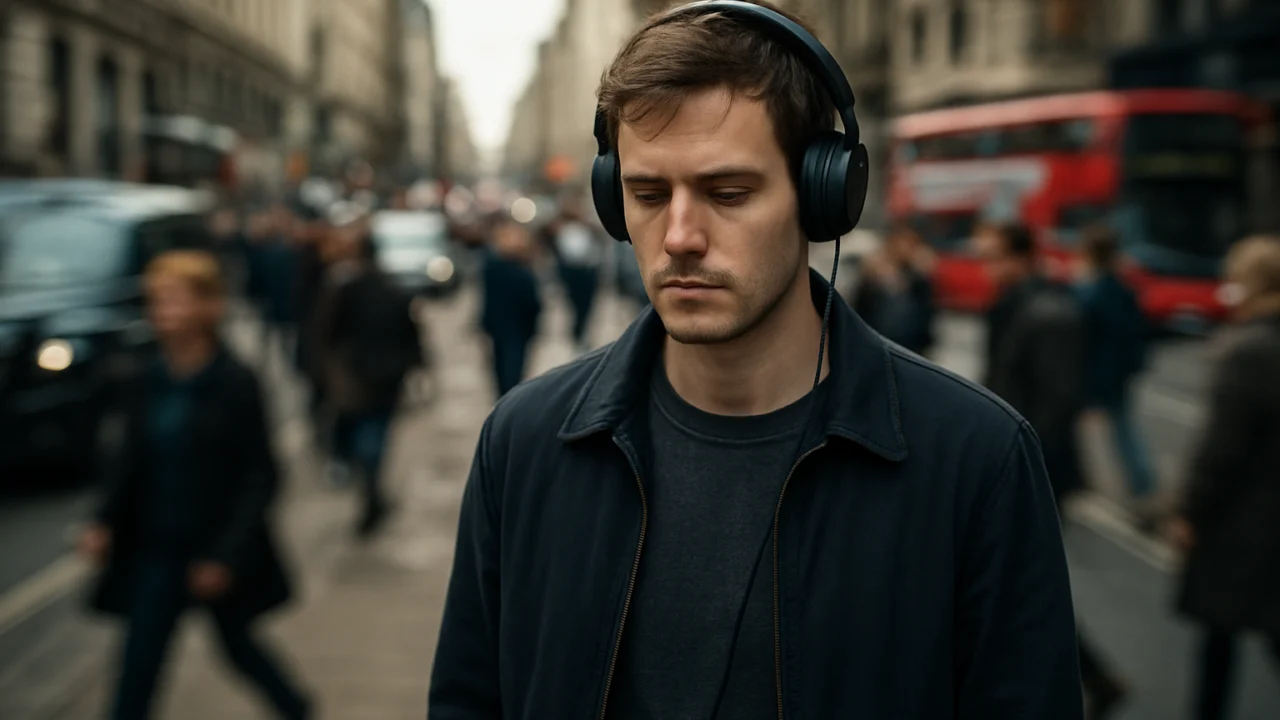 Slušanje drum and bass glazbe u užurbanom urbanom okruženju