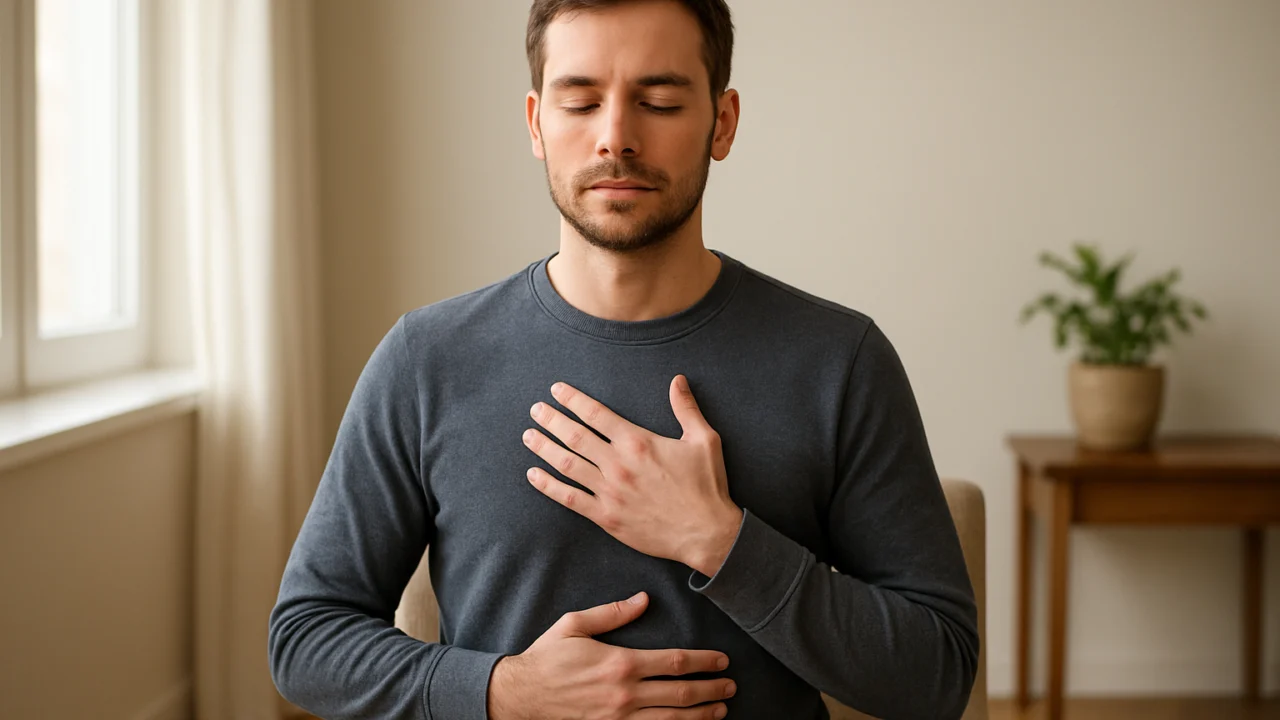 Pravilno dijafragmalno disanje s rukom na prsima i trbuhu