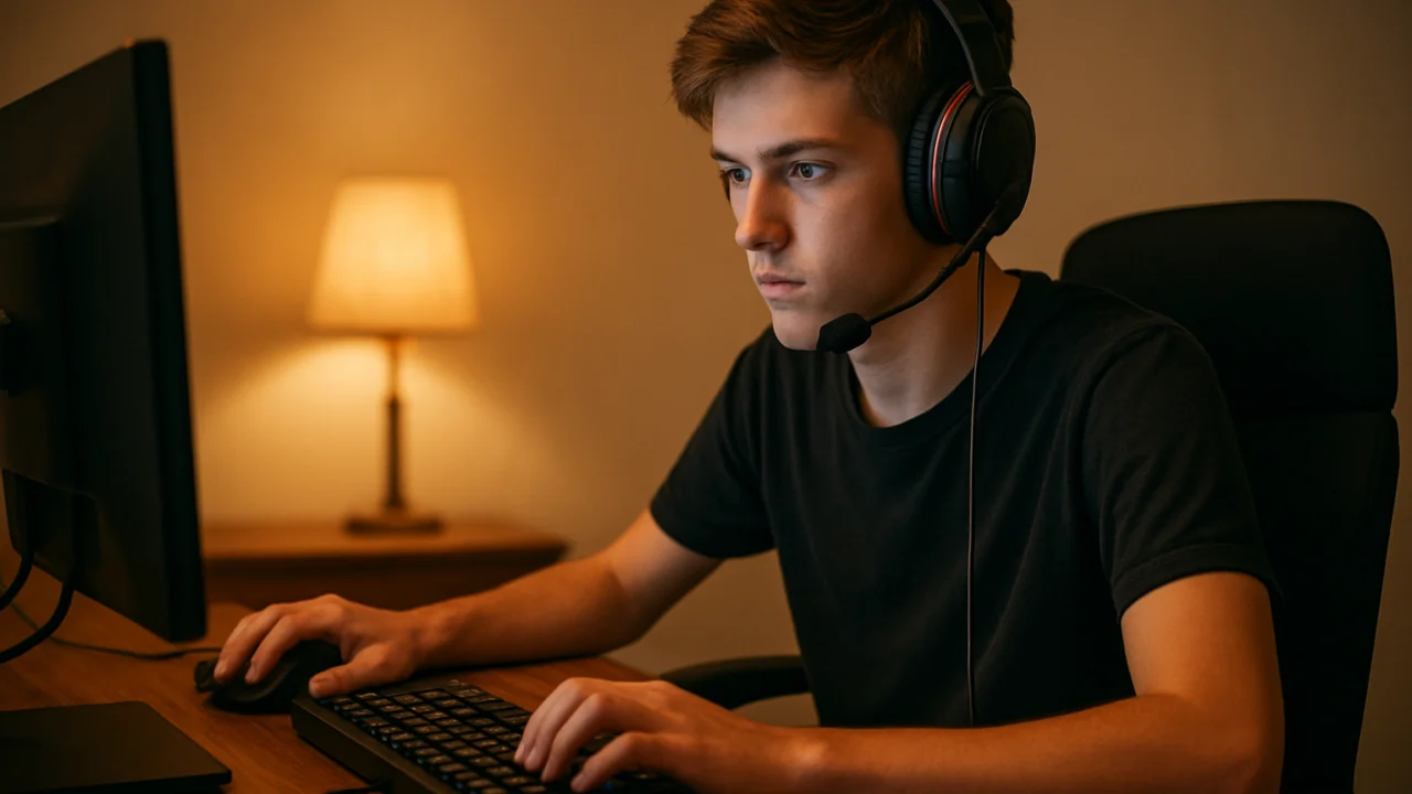 Mladi igrač esporta trenira kod kuće na skromnoj opremi