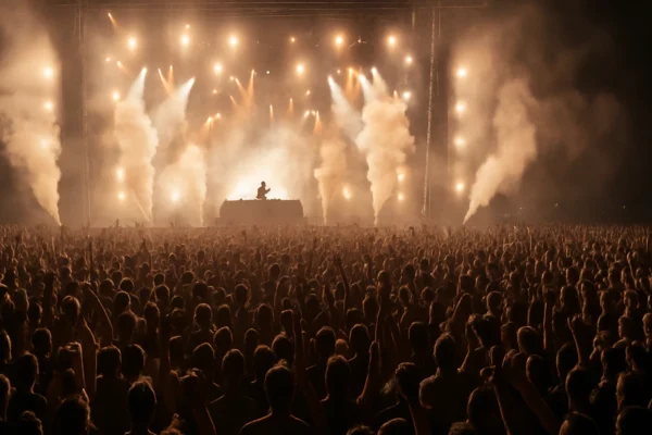 Hardstyle subkultura na velikom glazbenom festivalu, masa ljudi i snažna energija glazbe