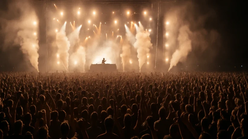 Hardstyle subkultura na velikom glazbenom festivalu, masa ljudi i snažna energija glazbe