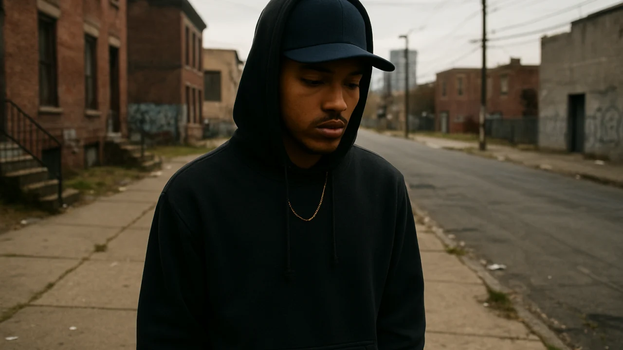 Mladi hip hop umjetnik u urbanom kvartu kao simbol društvenih izazova