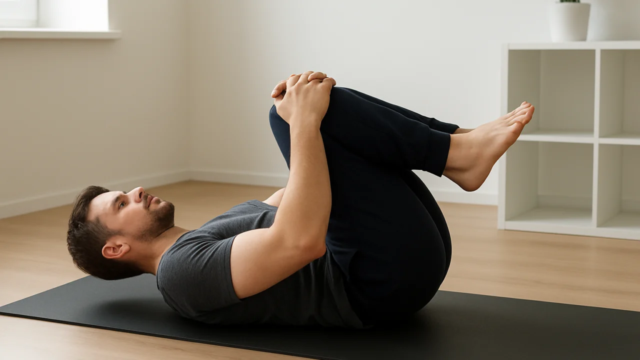 Vježba koljena prema prsima za istezanje donjeg dijela leđa