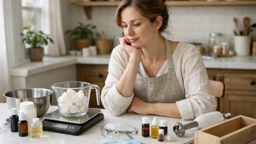 Početak izrade sapuna za početnike u jednostavnom kućnom prostoru