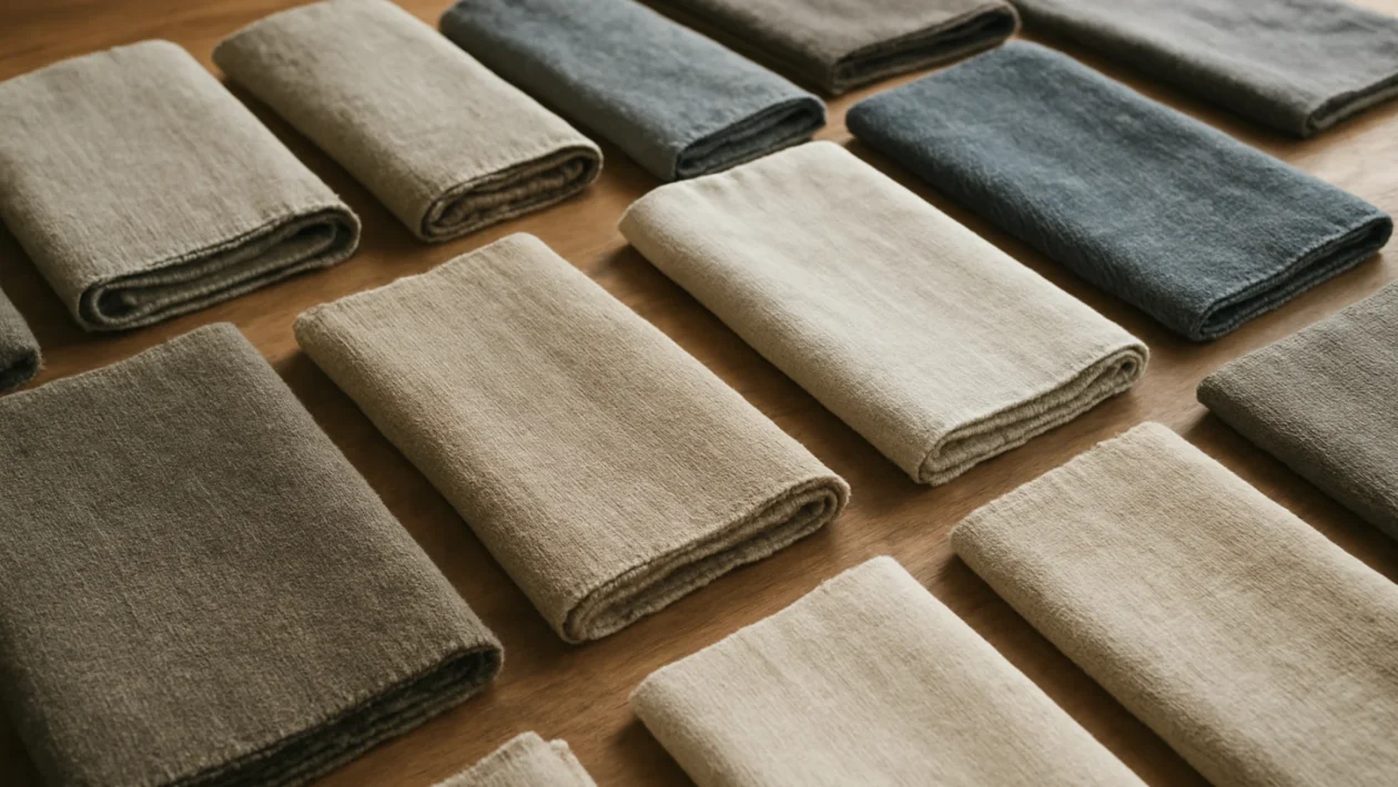 Različite kvalitetne tkanine poput vune, lana i pamuka koje simboliziraju dugotrajnost materijala