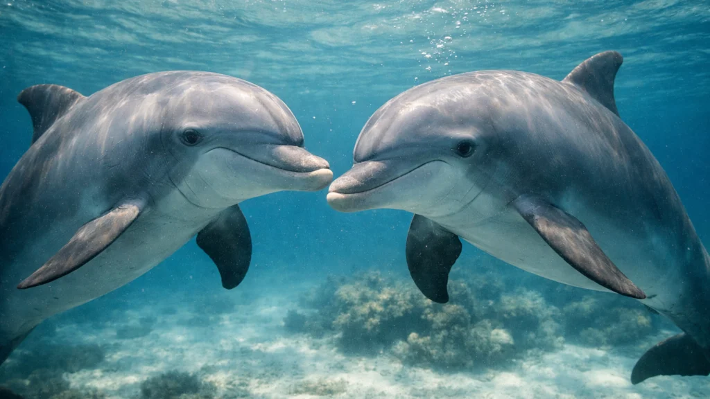 Dva delfina koja se prepoznaju nakon dugog vremena bez fizičkog kontakta