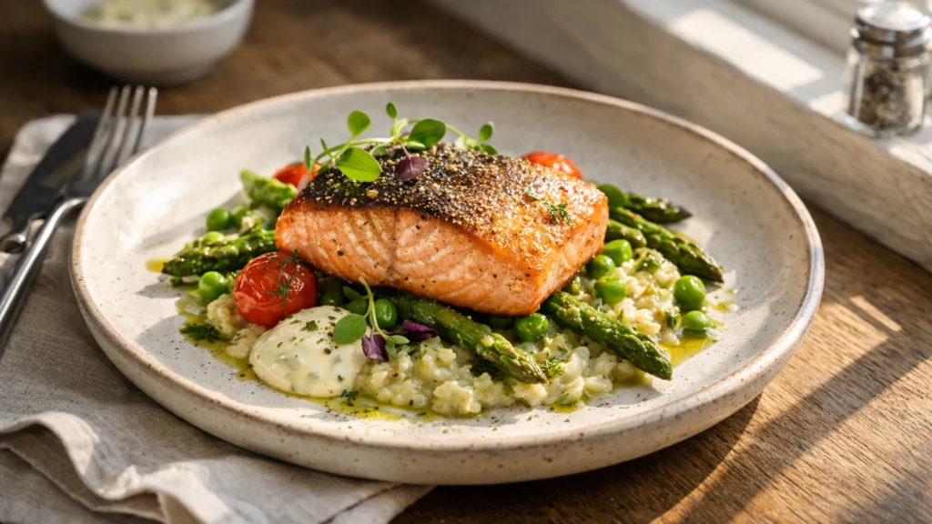 Prirodno bočno svjetlo naglašava teksturu i svježinu jela