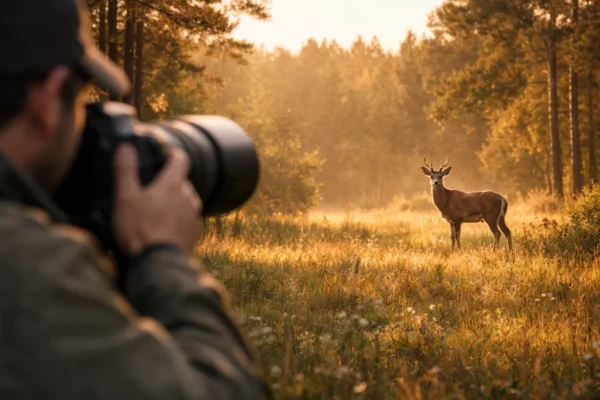 Fotografiranje životinja u prirodi – početnik promatra jelena u šumi