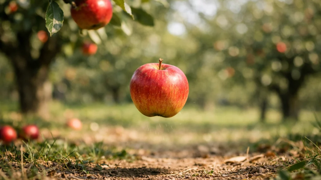 Pad jabuke koji simbolizira Newtonovo otkriće gravitacije
