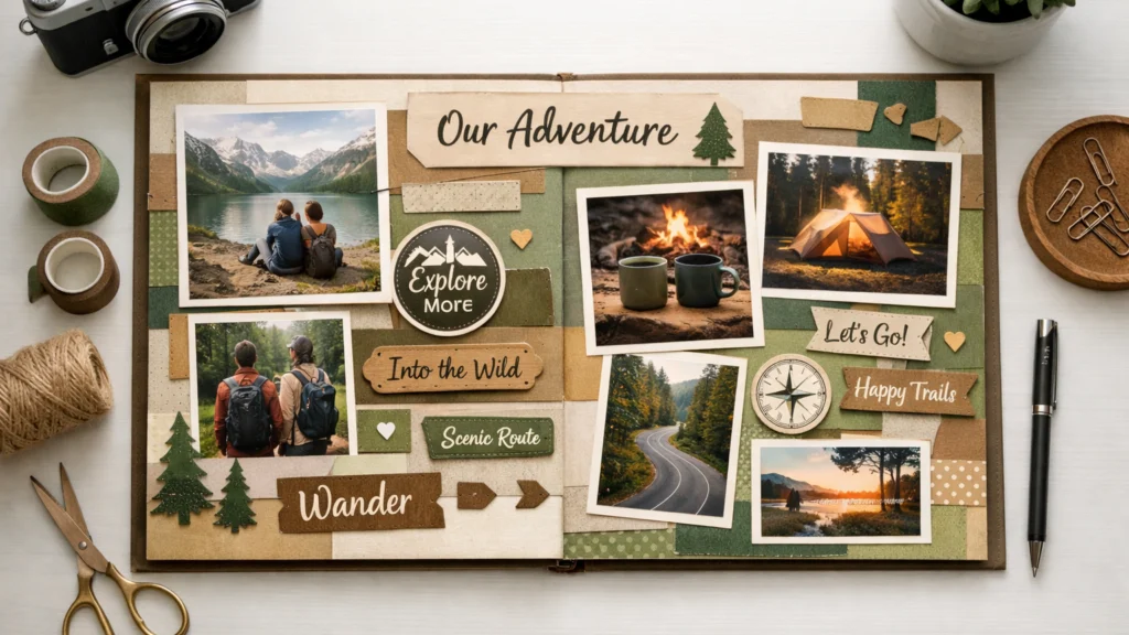 Tematski uređena stranica scrapbooking albuma