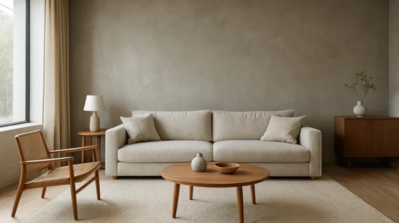 Kombiniranje različitih tekstura u modernom interijeru s drvom, tkaninama i betonom