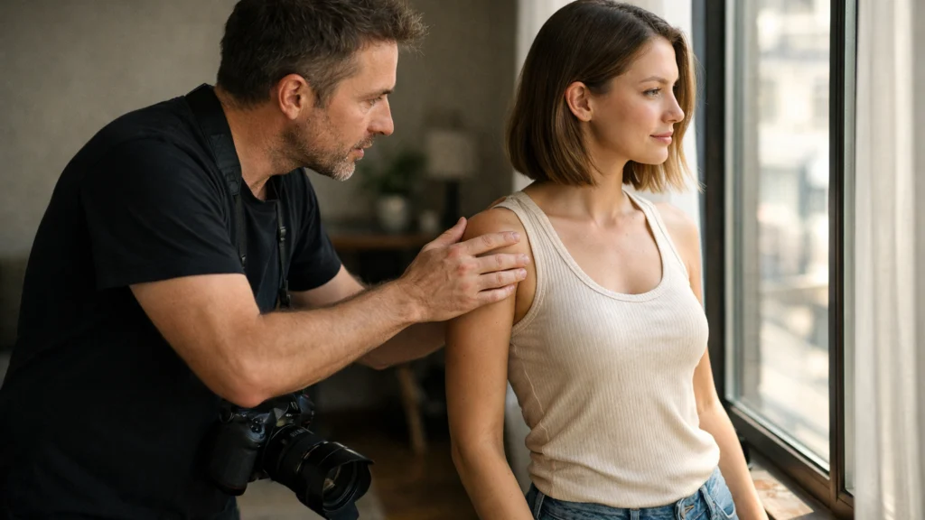 Fotograf pomiče subjekt bliže prozoru radi boljeg prirodnog svjetla