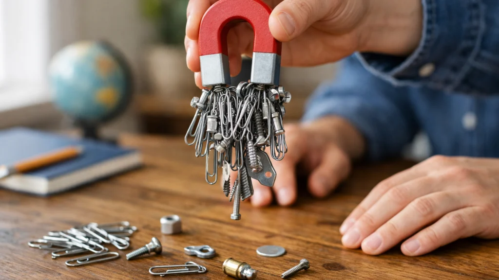 Jednostavan kućni pokus s magnetom i metalnim predmetima