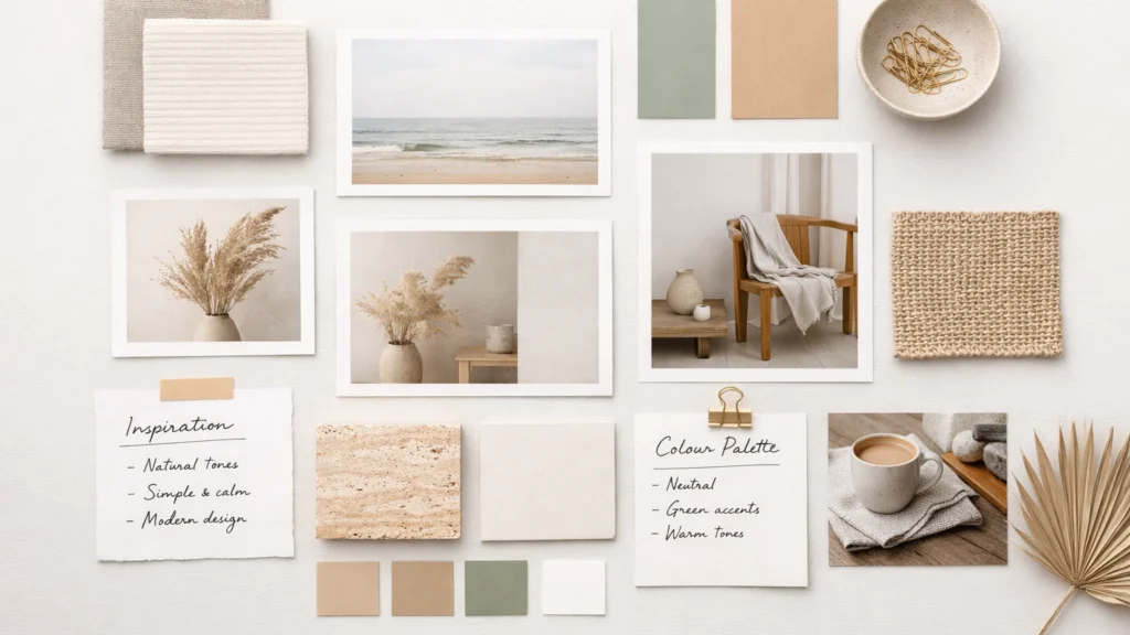 Jasna struktura moodboarda s definiranim bojama i vizijom