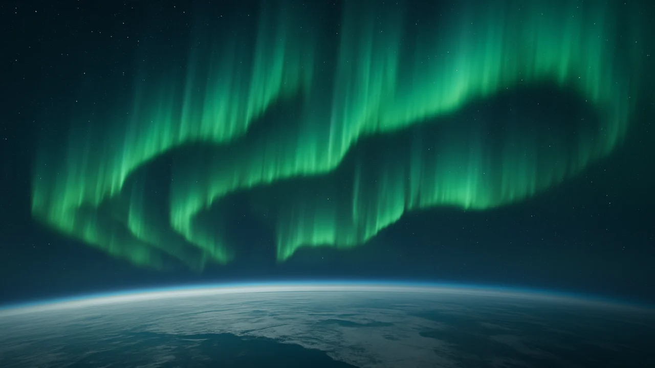 Aurora borealis kao rezultat solarnog vjetra i Zemljinog magnetskog polja