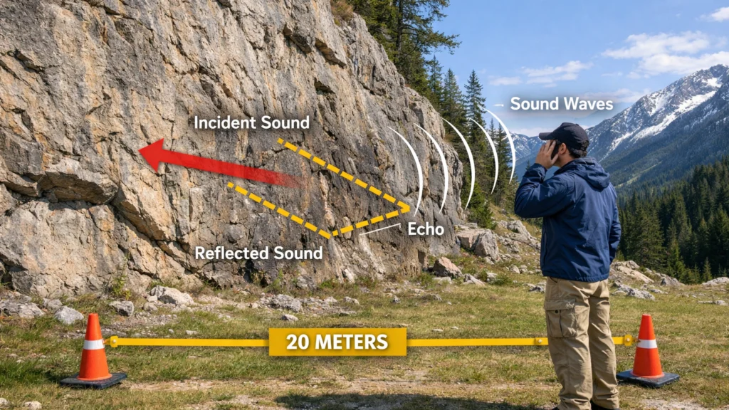 Refleksija zvuka od stijene koja stvara eho u planinama