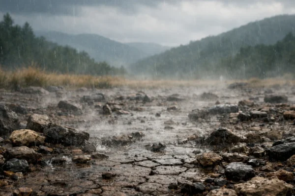 Miris kiše pri prvim kapima na suhom tlu u prirodnom krajoliku