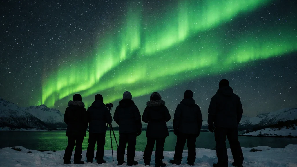 Promatranje sjevernog veila na tamnoj lokaciji u nordijskim krajevima