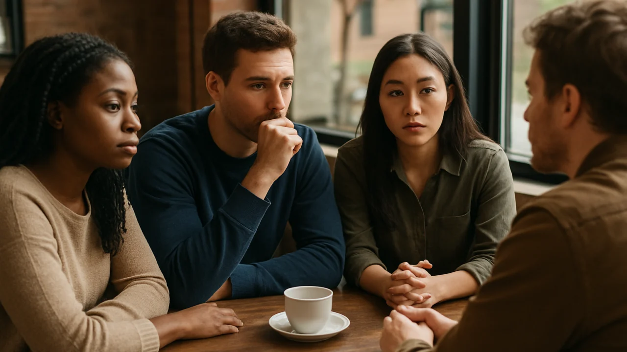 Ljudi u razgovoru koji traže osjećaj pripadnosti i zajednički identitet