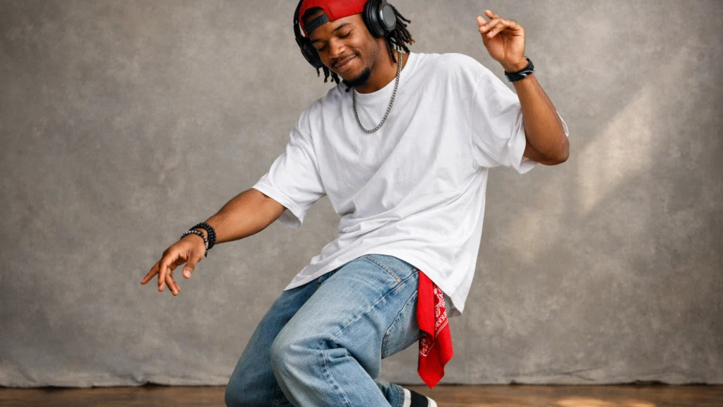 Hip hop plesač osjeća ritam i groove pokreta