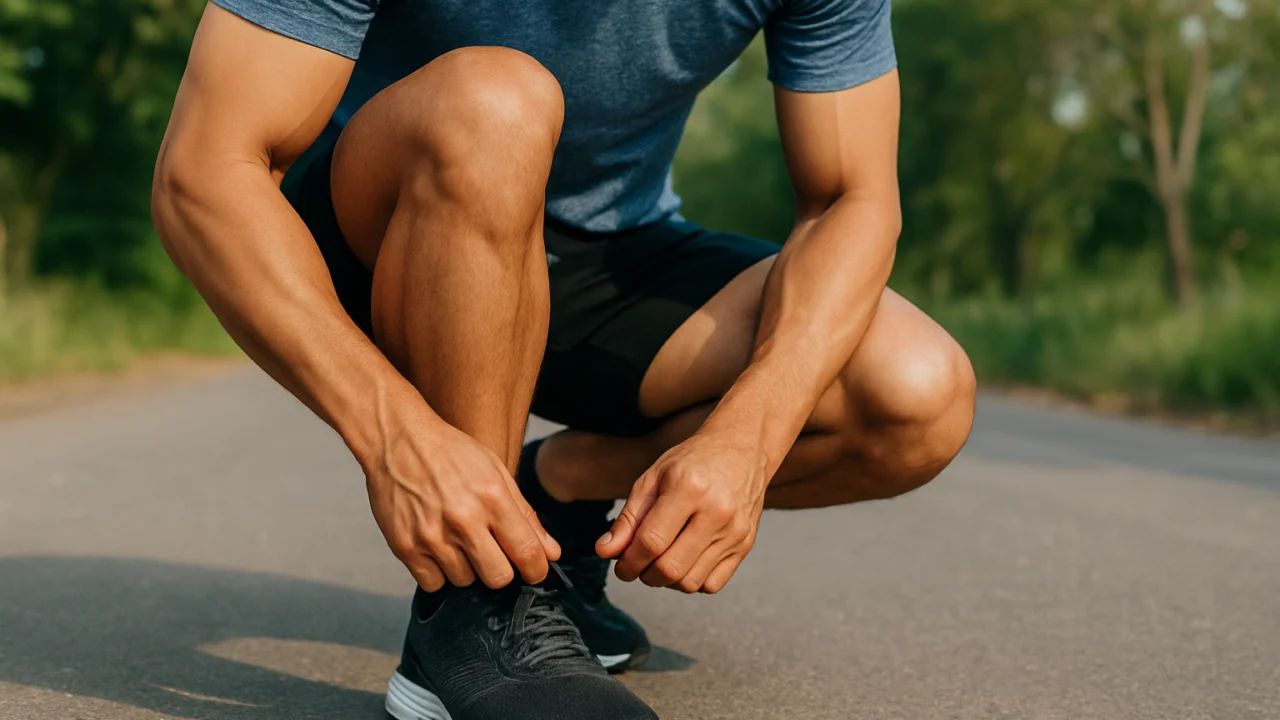 Sportaš priprema tenisice za trčanje kako bi spriječio ozljede stopala