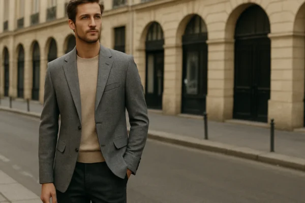 Moderan muški sako u urbanoj sredini kao simbol suvremenog muškog stila