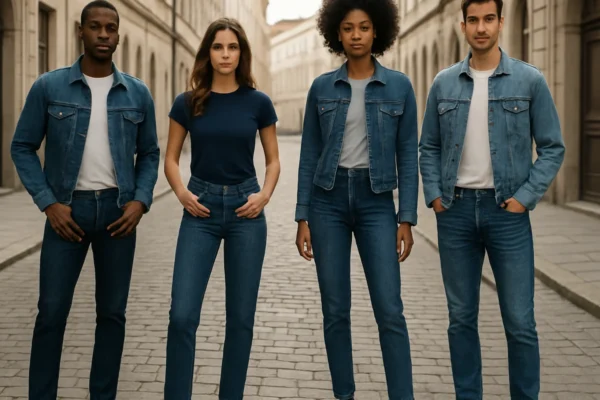 Različiti modeli traperica na muškarcima i ženama u urbanom okruženju