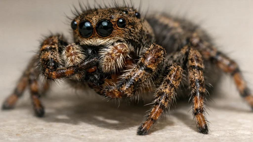 Pauk koji čisti svoje noge kako bi zadržao dobro prianjanje