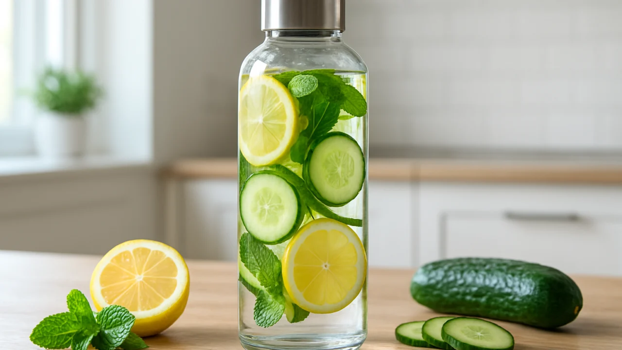 Voda s limunom, krastavcem i mentom za lakše održavanje hidratacije
