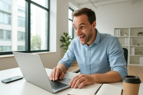 Osoba puna energije tijekom radnog dana u svijetlom uredu